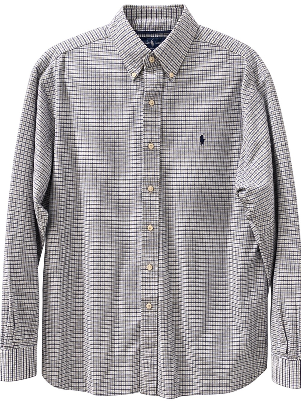 Ralph Lauren Men's Long-Sleeve Navy Check Button-Down Shirt XL